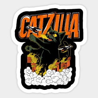 Catzilla Monster Cat Destroying City Design Sticker